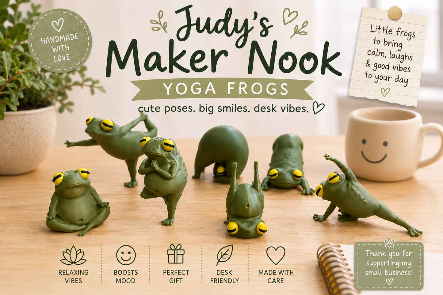 Cute Funny desk yoga Frogs